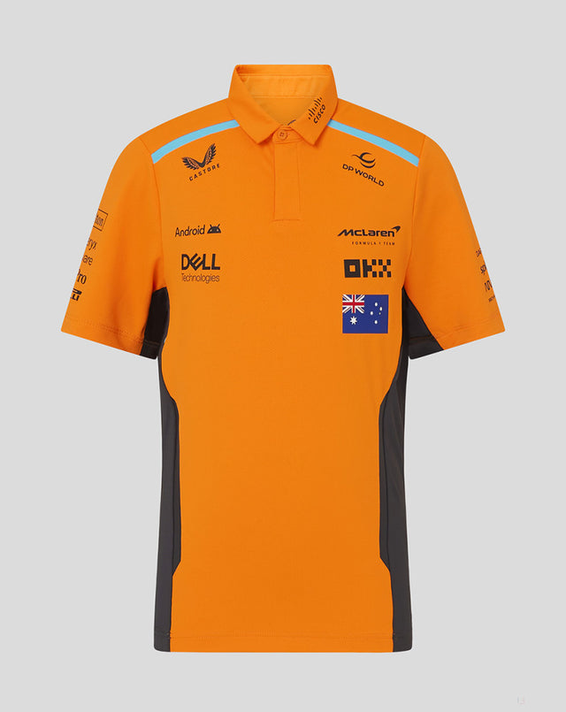 McLaren tričko s límečkem, Castore, Oscar Piastri, dětské, oranžový - FansBRANDS®