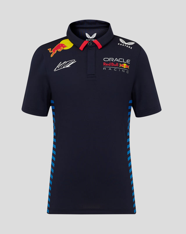 Red Bull koszulka z kołnierzykiem, Castore, Max Verstappen, dziecięca, niebieski, 2024 - FansBRANDS®