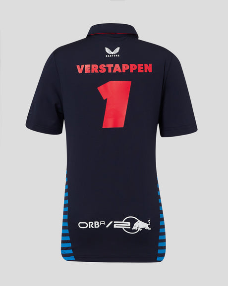 Red Bull koszulka z kołnierzykiem, Castore, Max Verstappen, dziecięca, niebieski, 2024