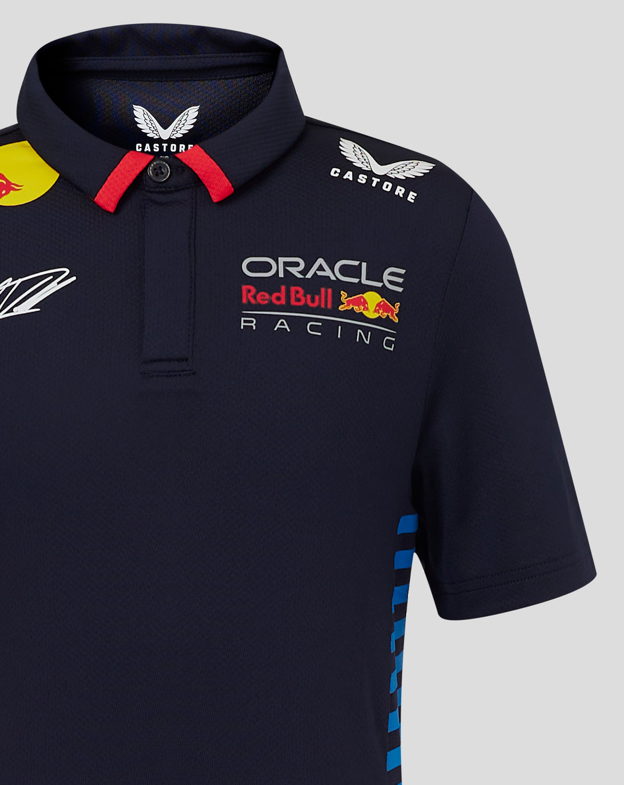 Red Bull koszulka z kołnierzykiem, Castore, Max Verstappen, dziecięca, niebieski, 2024 - FansBRANDS®