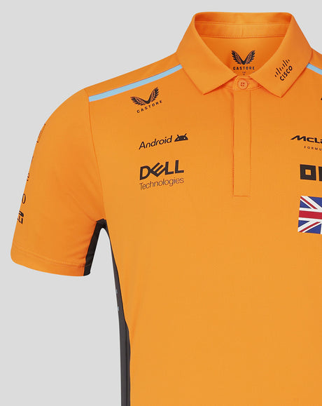 McLaren tričko s límečkem, Castore, Lando Norris, oranžový - FansBRANDS®