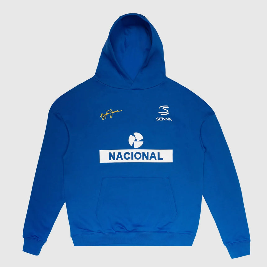 Ayrton Senna kapucnis pulóver, nacional, niebieski