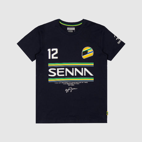 Ayrton Senna t-shirt, 12 pasków, niebieski