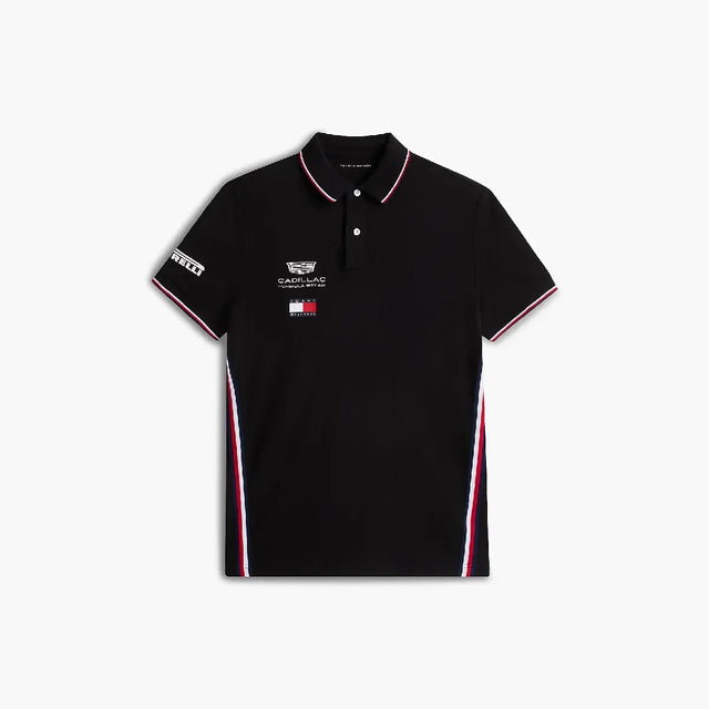 Cadillac F1 polo, drużyna, Tommy Hilfiger, czarne, 2026