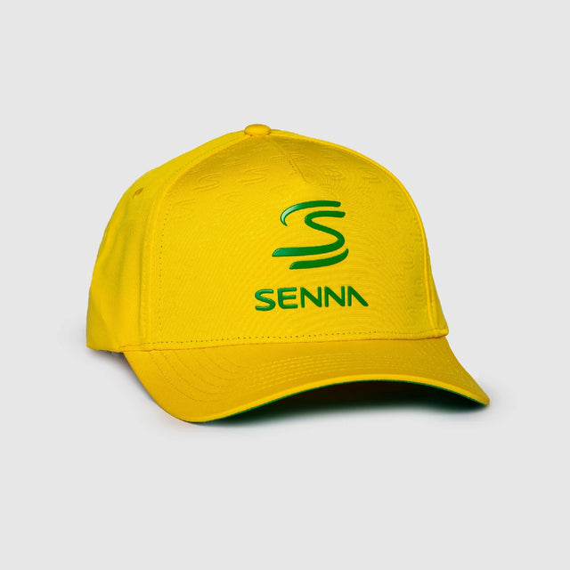 Czapka Ayrton Senna, wytłaczana, zakrzywiona, żółta