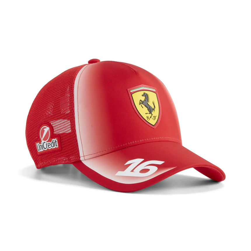 Czapka trucker Ferrari, zespół, Charles Leclerc, Puma, czerwona