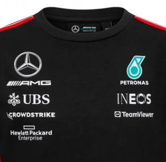 Dziecięca koszulka kierowcy zespołu Mercedes Zespół, czarna, 2023