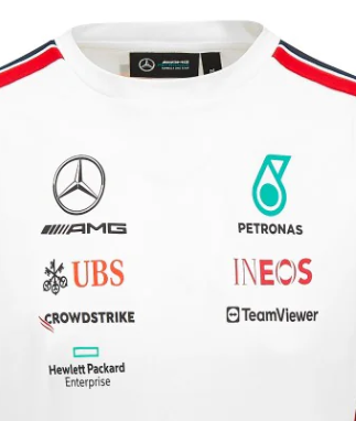 Męska koszulka kierowcy zespołu Mercedes Zespół, biała, 2023