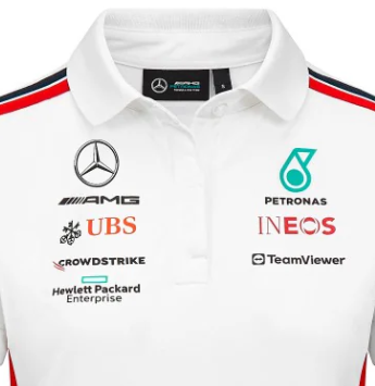 Damska koszulka polo Mercedes Zespół, biała, 2023