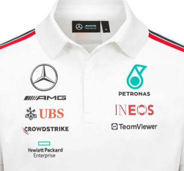 Polo męskie Mercedes Zespół, białe, 2023