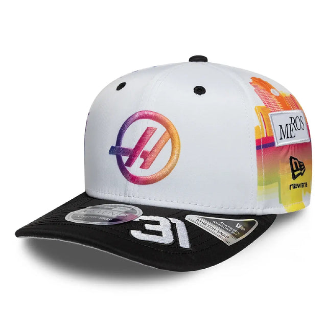 Haas F1 czapka, zespół, Esteban Ocon, 9SEVENTY, New Era, Miami Edycja Specjalna, biała, 2026