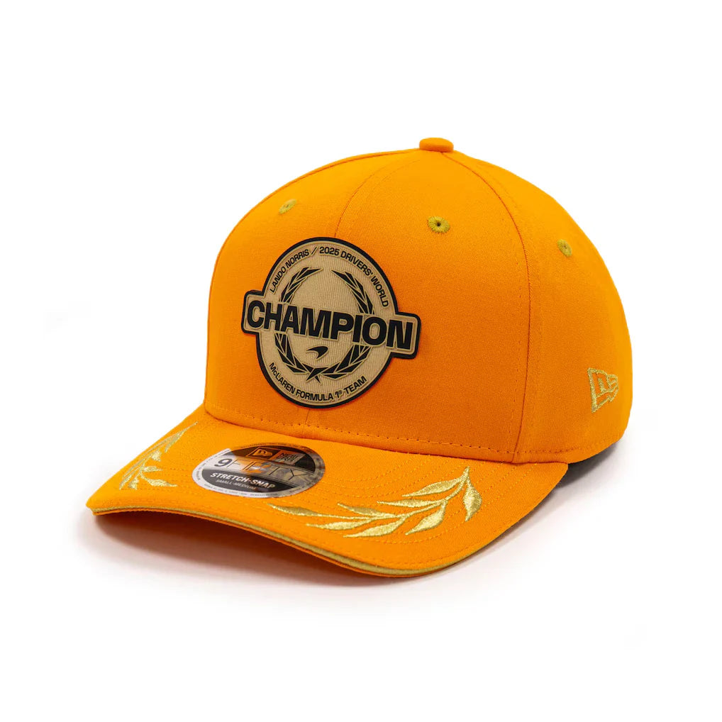 Czapka McLaren, Światowy Mistrz 2025, Lando Norris, New Era, 9FIFTY, pomarańczowa