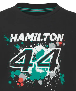 Mercedes Lewis Hamilton Kids T-shirt, LEWIS #44, Black, 2022