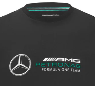 Koszulka dziecięca Mercedes, duże logo, czarna, 2022