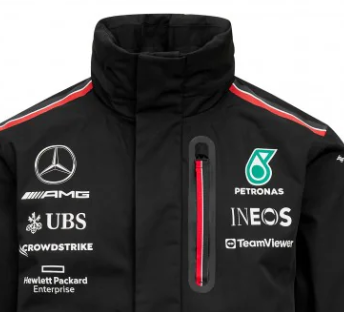 Męska kurtka przeciwdeszczowa Mercedes Zespół, czarna, 2023