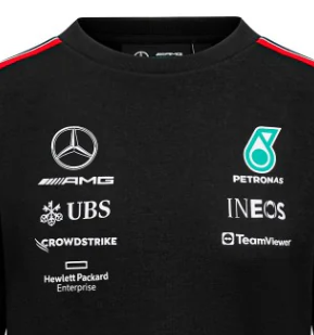 Mercedes Team Damen Rundhals-Sweatshirt, Schwarz, 2023