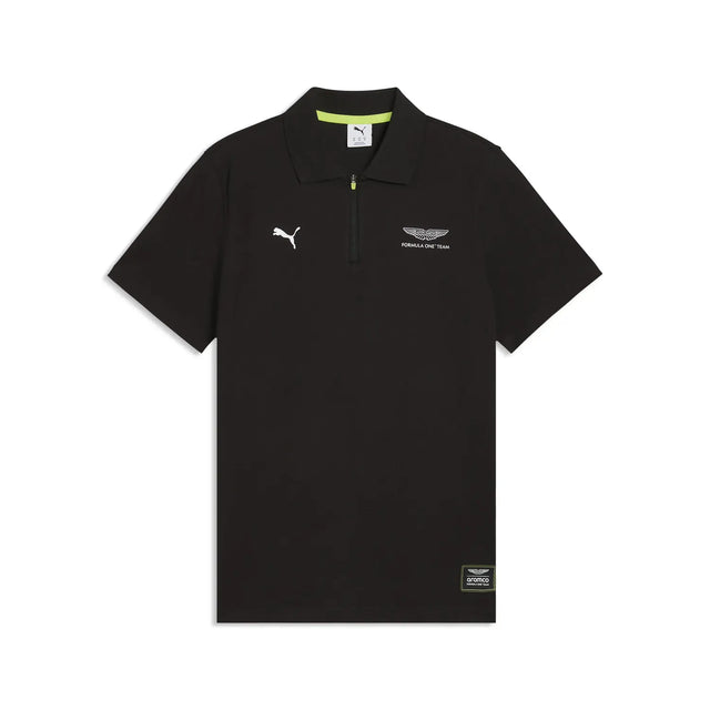 Pólko Aston Martin, Jacquard, normalny krój, Puma, czarne