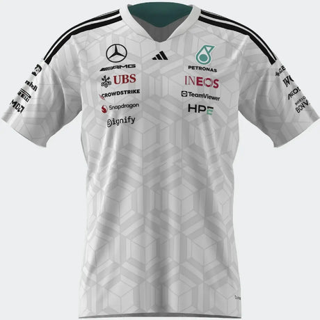 Pólko Mercedes, zespół, adidas, wyścigowcy, białe